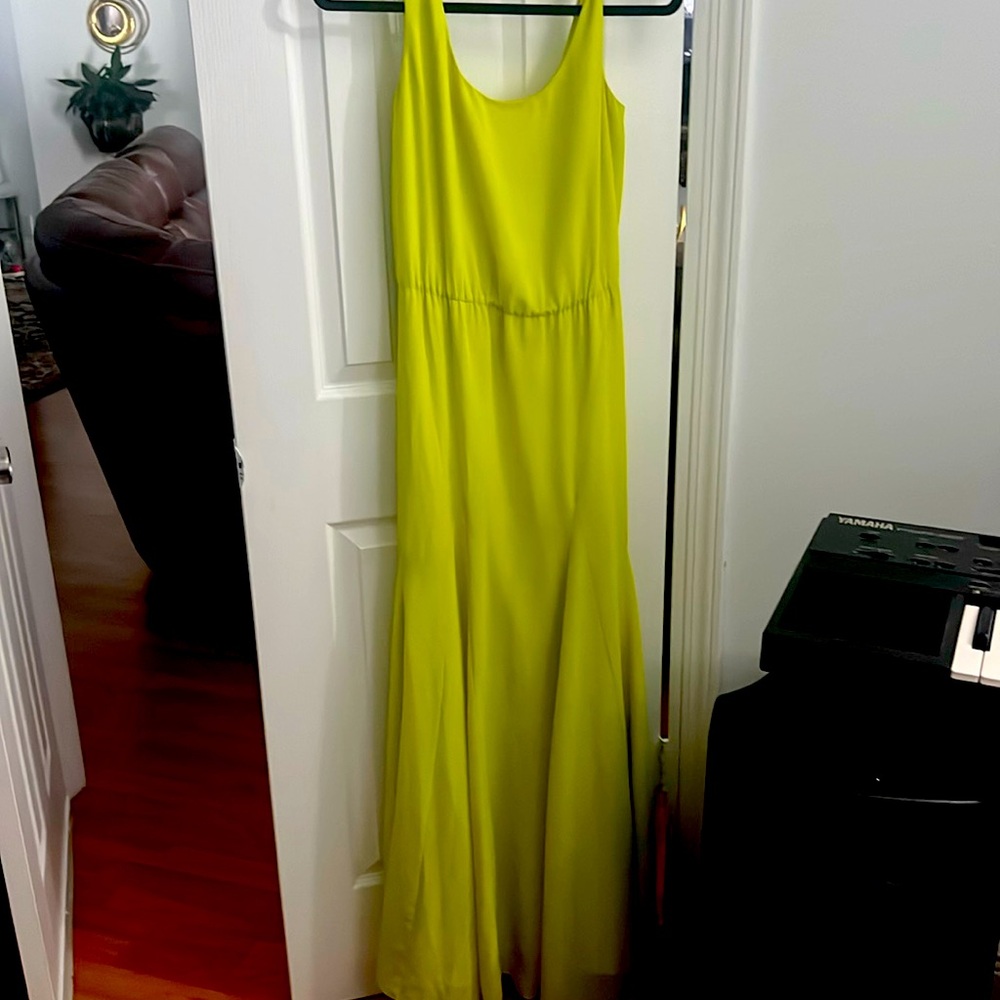 Beautiful color Green dress with belt gold